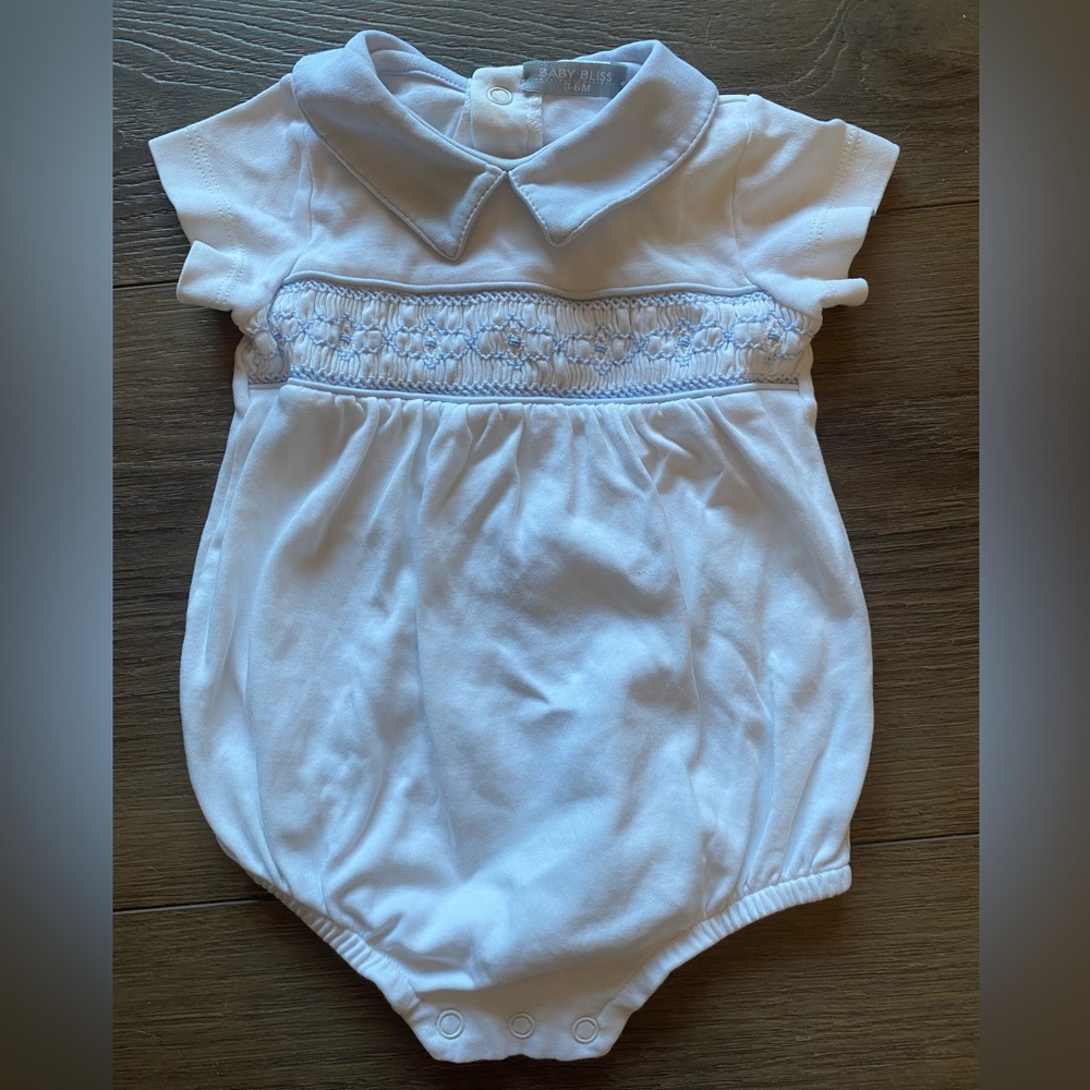 3-6 months baby bliss smocked boys bubble